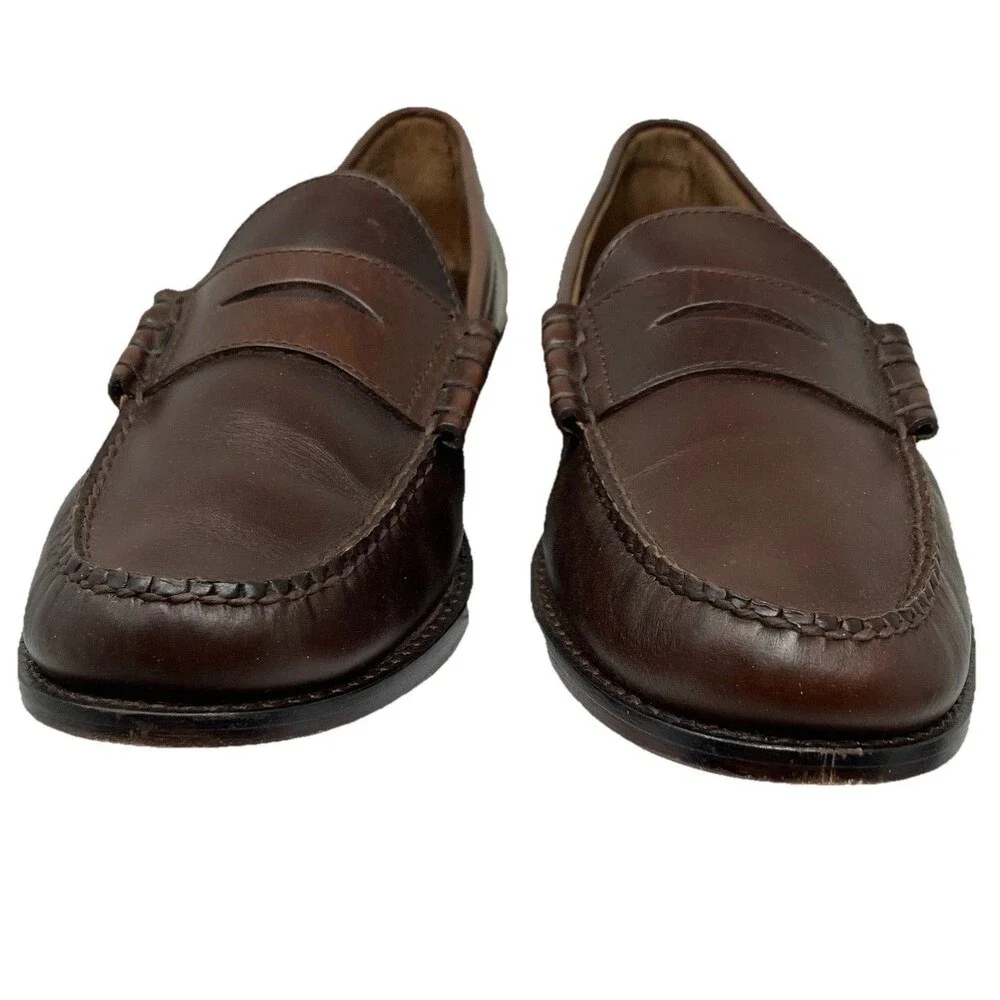 J Crew Camden Loafers Mens 10 Brown Leather Sole Penny Preppy BJ009